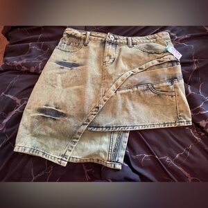 Double Waist Green A-line Skirt